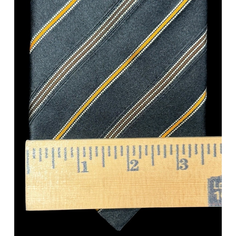 Canali Italy Men's Black Gold Striped 100% Silk Classic Necktie Size 58"x3.5" - Picture 6 of 8